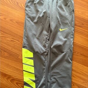 Nike Gray and Neon Yellow Kids Joggers